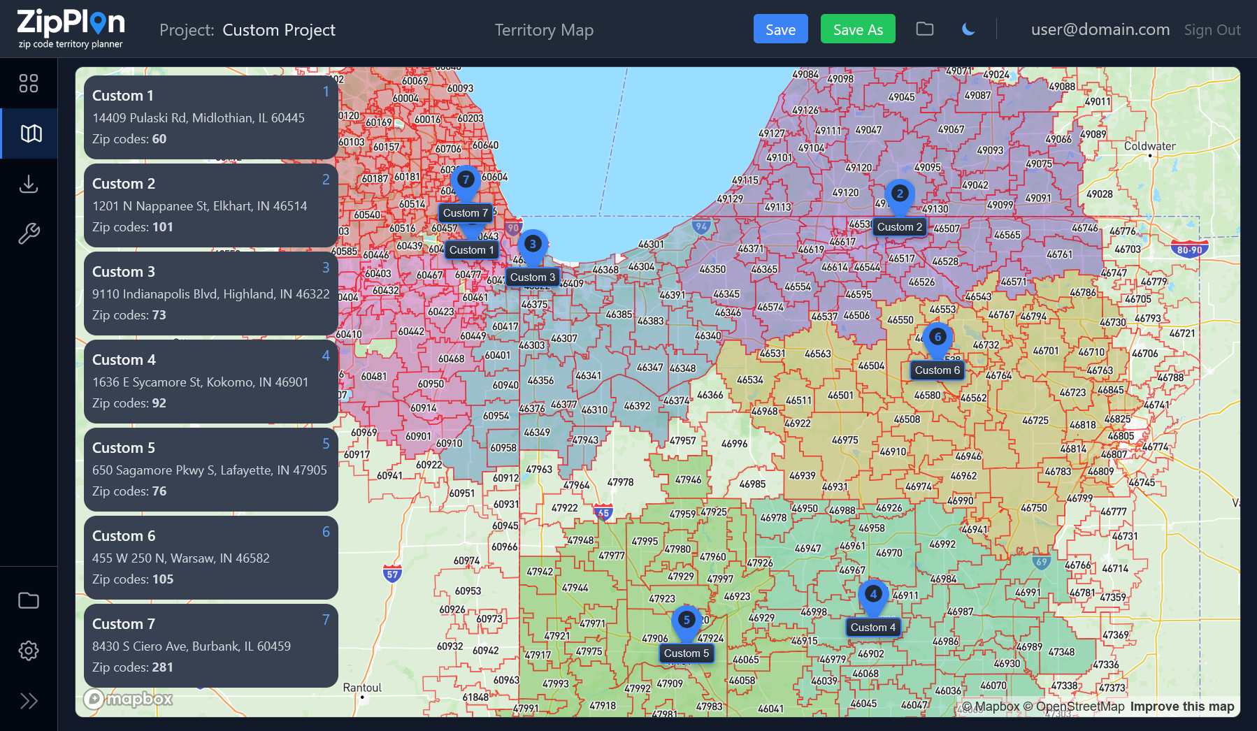 ZipPlan Territory Map